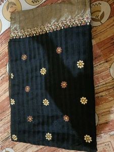 Black  Beautiful Work Saree