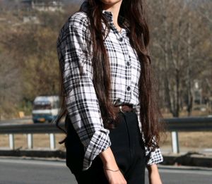 White Black Check Shirt