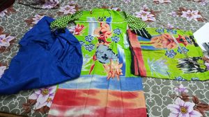 Parrot Green Kurta Dupatta With Blue Bottom