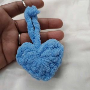 Cute Crochet Heart keychain 💙🩵