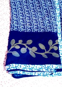 Elegant Blue Floral Saree