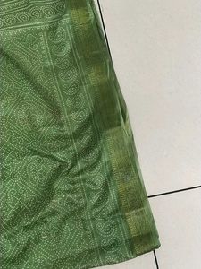 Green Printed bandhani Saree