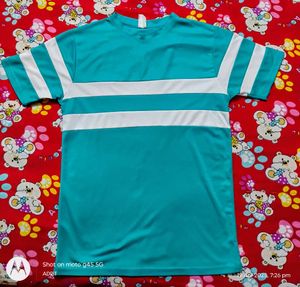 White Stripped Cyan T-Shirt 🩵 For Men 👕