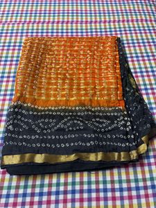 New  Pure Bandhej Saree With Blouse Piece