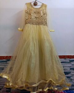 Flowy Gown with Gold Zardozi Work