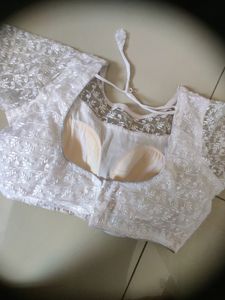 White Chikankari Padded Blouse