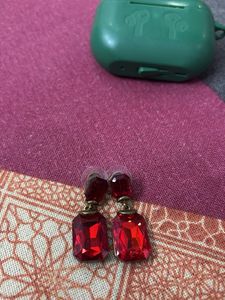 Red Gemstone Drop Earrings