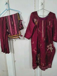 Pretty Maroon Kurta Palazzo Set