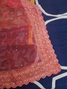 Pink Floral Embroidered Saree