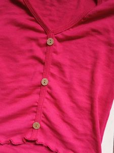 Cute dark pink Button-Down Crop Top