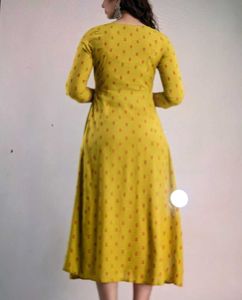 Yellowish Green Embroidered Tassel Dress