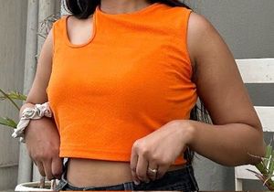 Uptownie Orange Cut-out Top