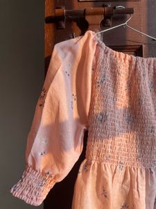 Peach Floral Smocked Top