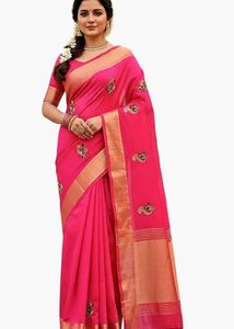 Red Saree with Floral Embroidery