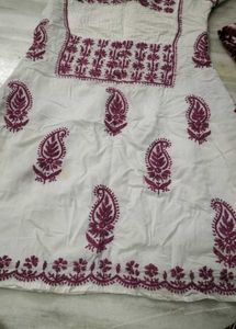 White Lucknowi Embroidered Kurti