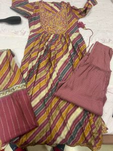 Striped Anarkali Suit Set