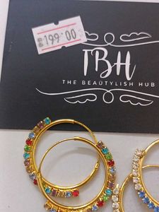 Combo Of Two Pairs Hoop Earrings with Colorful