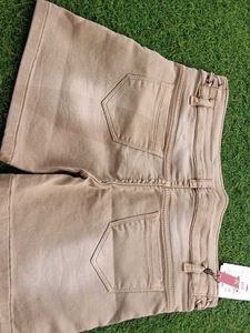 Tan Lace-Up Detail Shorts