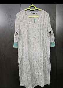 Gray Printed Cotton Kurti