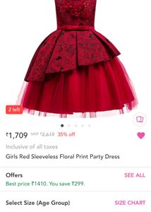 Hopscotch Red Sleeveless Floral Print party Dress