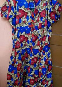 XXL Floral Print Button Down Top