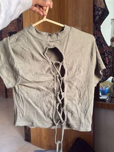 Olive Green Ribbed Crop Top