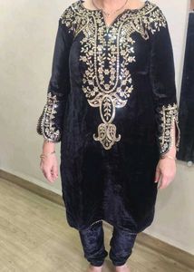 Embroidered Velvet Cord Set - XXL