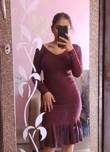 Purple Woolen  Dress