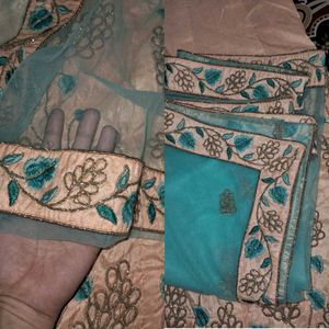 90% Off 💥 Heavy Embroidery Sky Blue Peach Lehenga