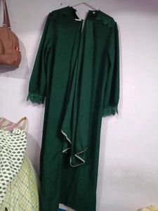 dark green abaya with dupatta