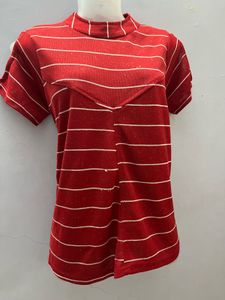 Red Designer Slight Glitter Top