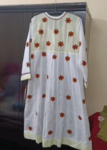 Beautiful White And Lemon Colour Dress