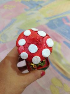 Red And White Cute Mashroom Showpiece With Freebie