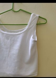 Cropped Ribbed White Tank Top