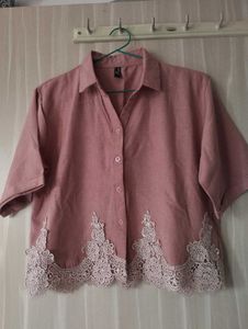 Pink Lace Trimmed Top💓