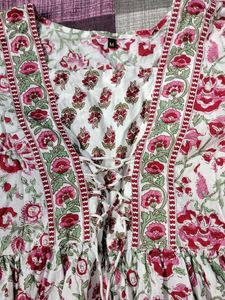 Floral Print Peplum Short Kurti - Bohemian Style