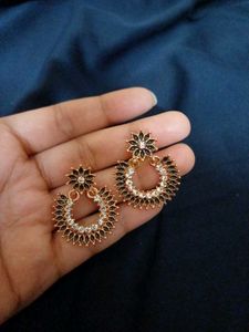 Rose Gold Hoop Earrings with Floral Accents