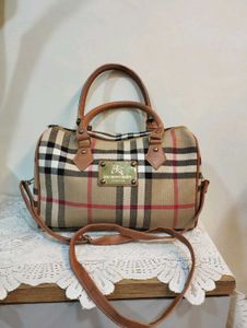 Burberry Plaid Boston Bag