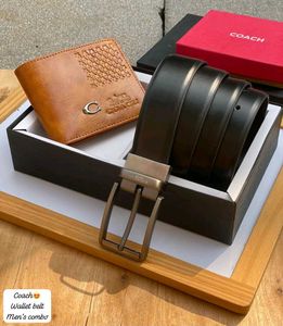 COACH MENS WALLET N BELT COMBO WD BOX