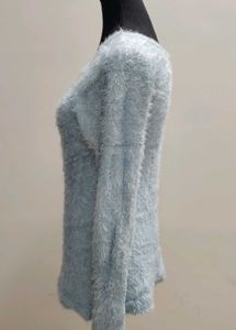 Soft Blue Fuzzy Knit Sweater