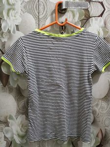 Striped T-Shirt with Neon Green Accents