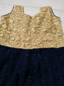 Elegant Gold &amp; Navy Dress