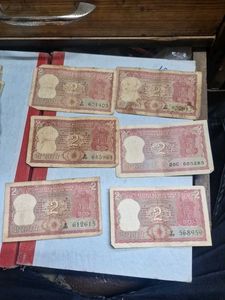 Vintage Indian 2 Rupee Banknotes 6 Pcs Lot