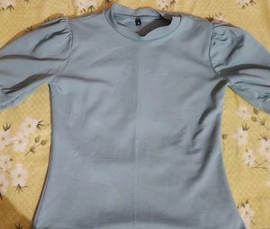 Light Blue Puff Sleeve Top