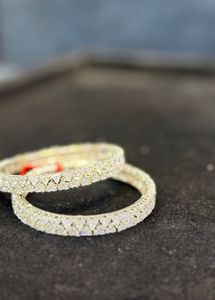 Sparkling Silver Bangle Set And In Golden Also