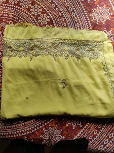 Trending Yellow Beeds Border Design Saree