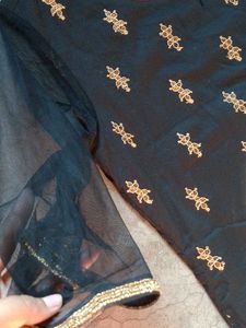 Black &amp; Gold Embroidered Kurti, Pent,Hills