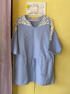 Blue Floral Lace Top