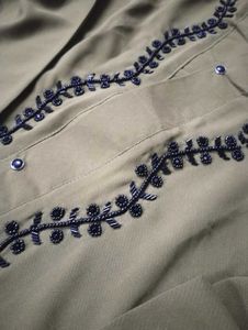 Elegant Olive Green abaya Set