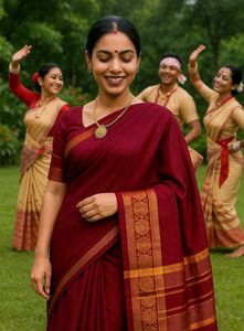 Elegant Maroon & Gold Mekhla Piece